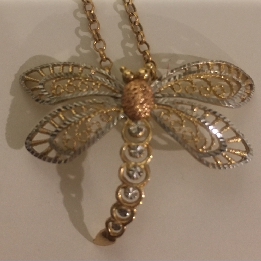 14k gold dragonfly pendant