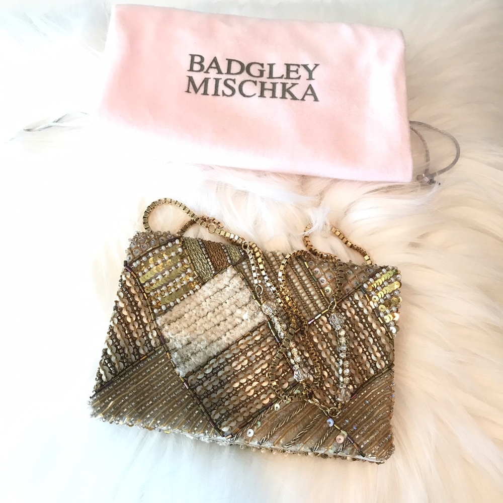 Hand beaded Badgley Mishka clutch