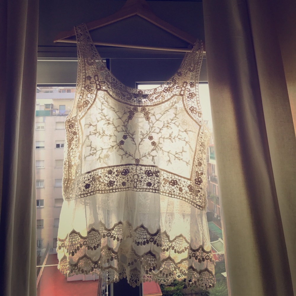 Express Cream Lace Top