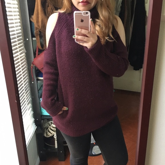 Forever 21 Cut Out Shoulder Turtleneck Sweater - Picture 2 of 4