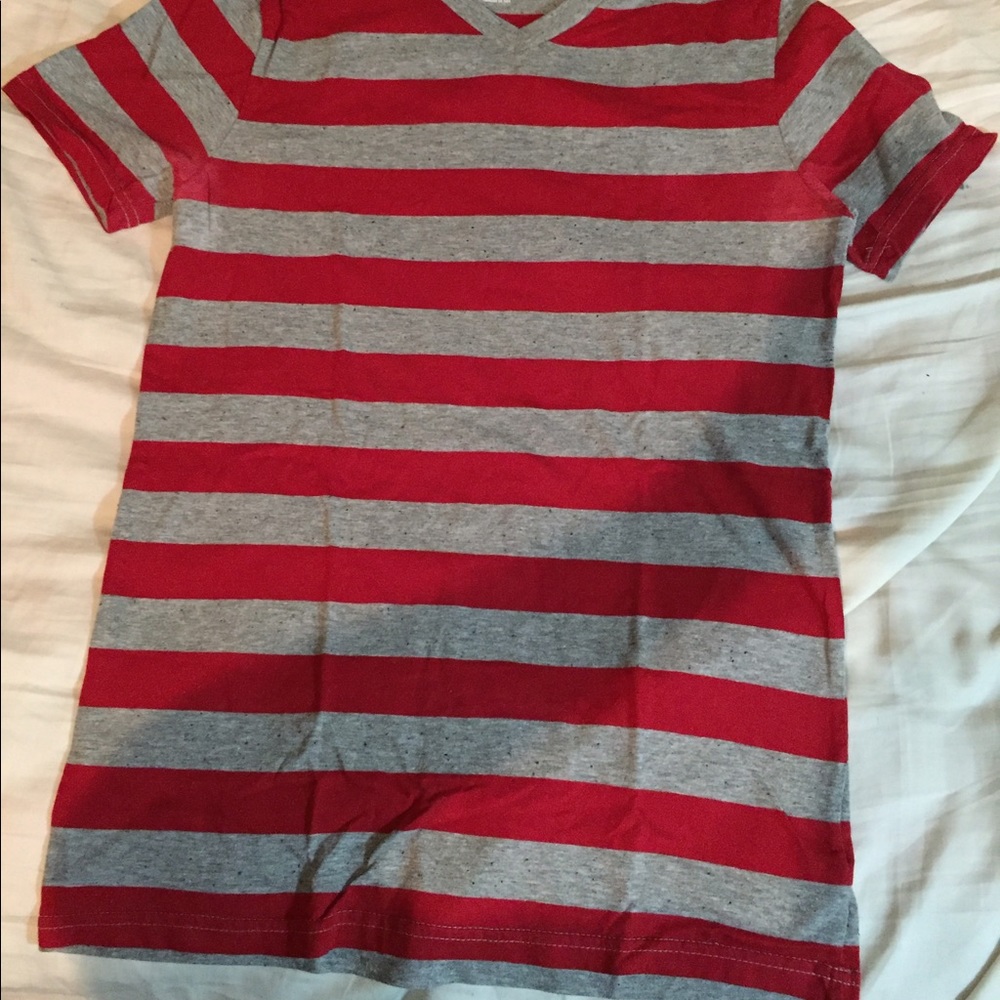 Red and grey v neck