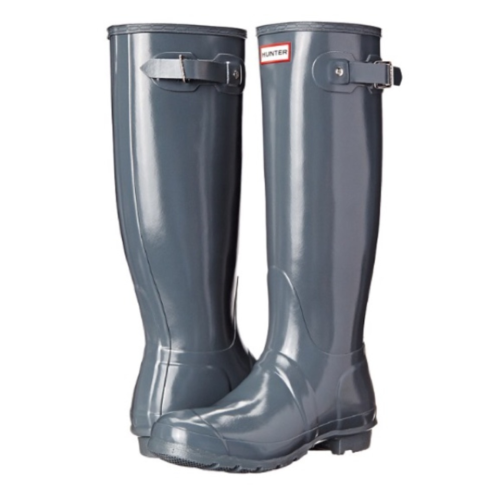 Women's Grey Gloss Hunter Rain Boots Size 7