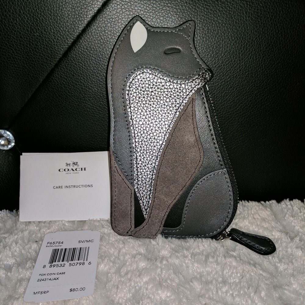 🎀SOLD🎀NWT Coach Fox Coin Purse Leather - Picture 2 of 8