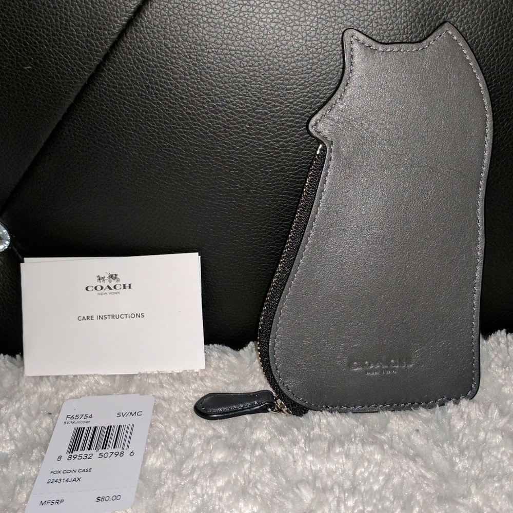🎀SOLD🎀NWT Coach Fox Coin Purse Leather - Picture 4 of 8