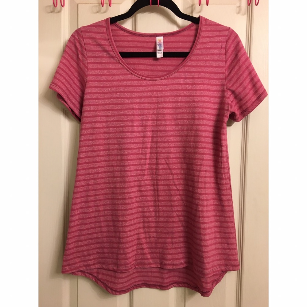 Lularoe Classic T Pink striped short sleeve