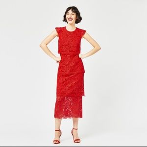 warehouse red lace dress