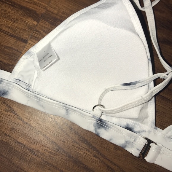 White/Gray Marble Padded String Bikini - Picture 4 of 6