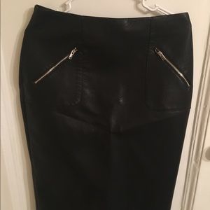 Zara black faux leather pencil skirt
