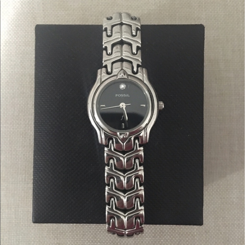 Silver Fossil Watch
