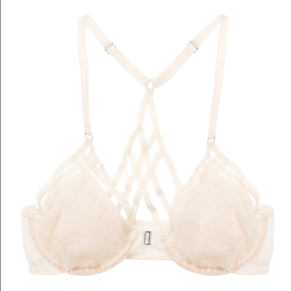 Cream Crisscrossed Bralette W/ Underwire