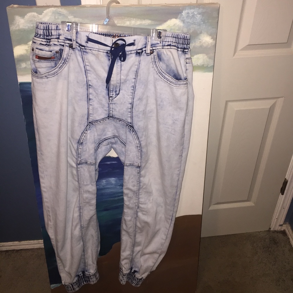 Light blue jean joggers