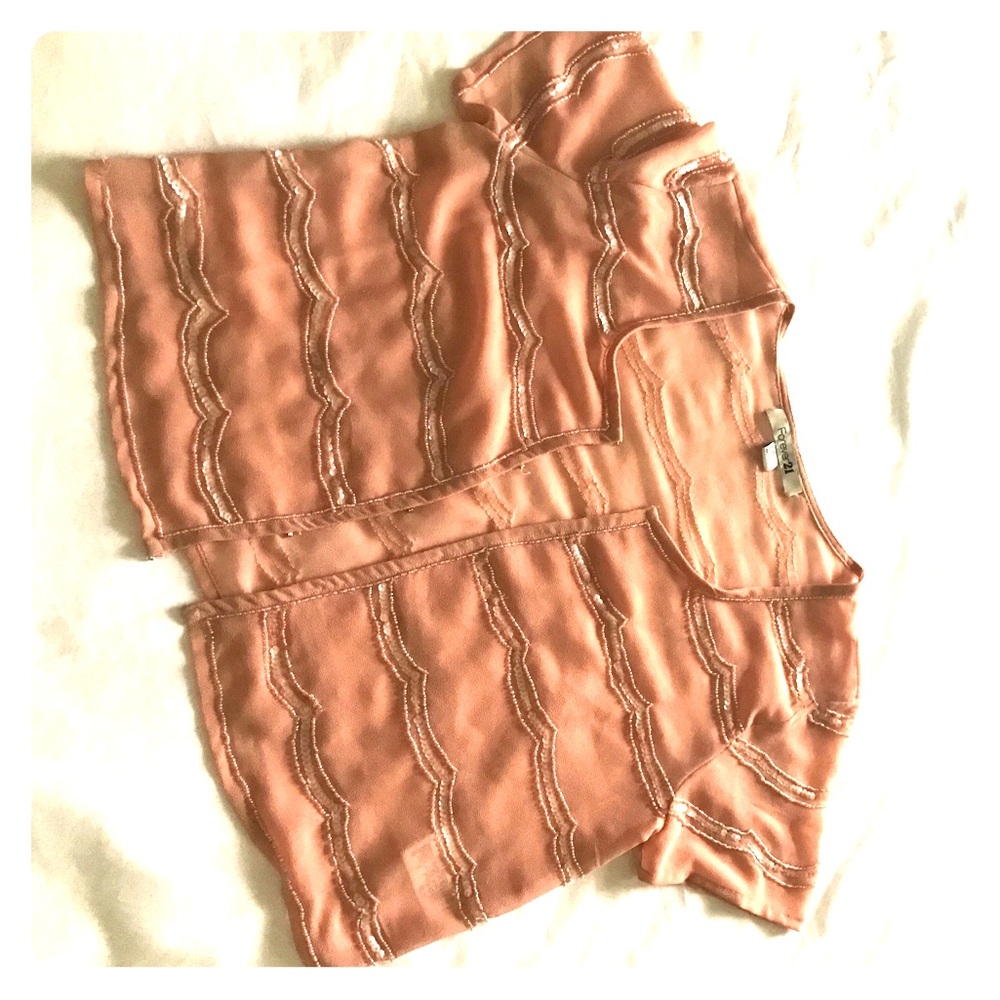 Sequin beaded short sleeve cardigan