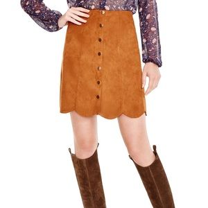 Lucy Paris Scalloped Faux-Suede Skirt Size: M