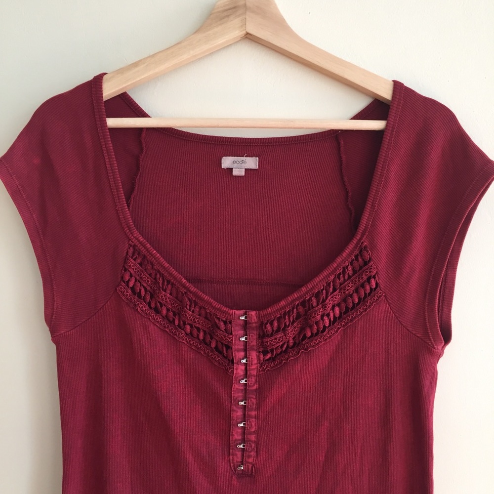 {Ecoté} Dima Red Ribbed Crochet insert Bodycon - Picture 2 of 4