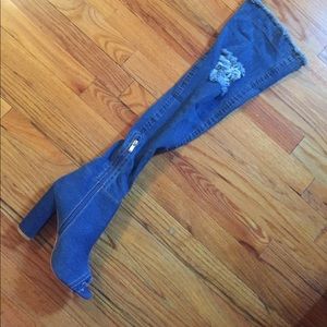 Never worn Jean/Denim blue boots Bought for runway