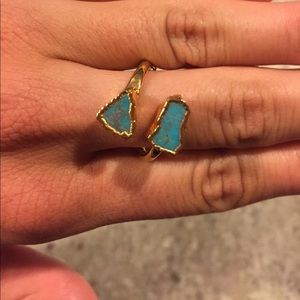 Turquoise stone and gold band ring