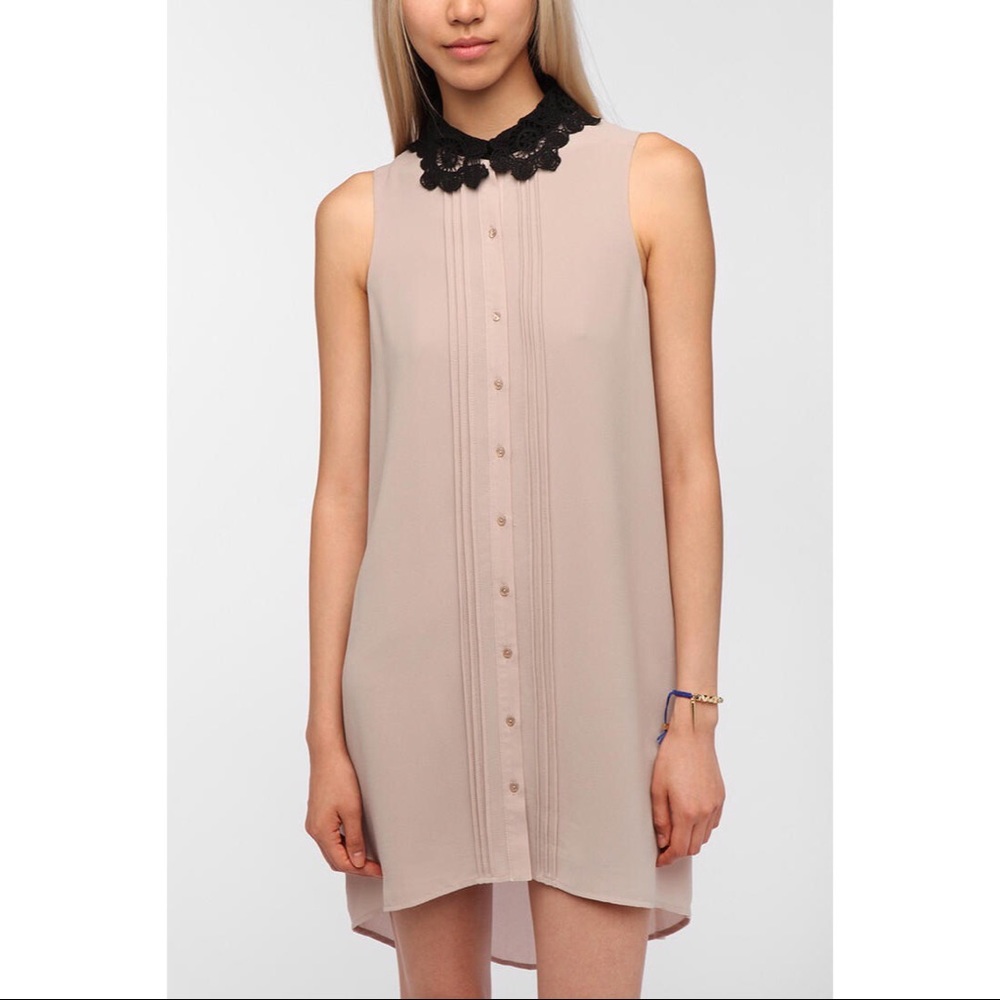 {P&N} Lace Collar Shirt Dress