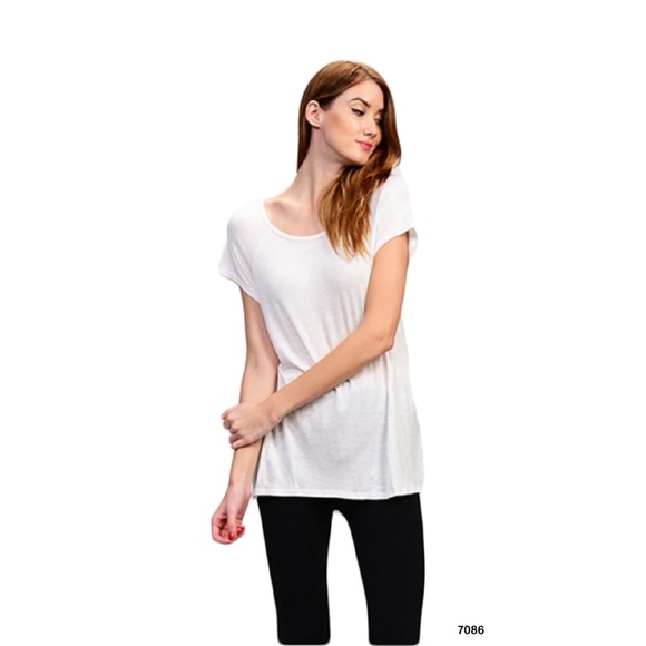 White Blue Strappy Open Back Lux T Shirt Women's - Picture 5 of 5