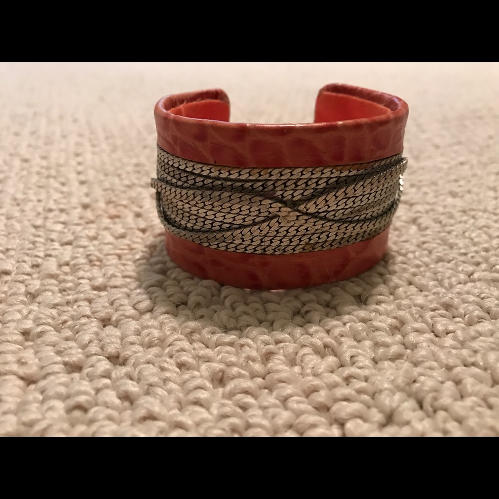 Orange and silver cuff bracelet