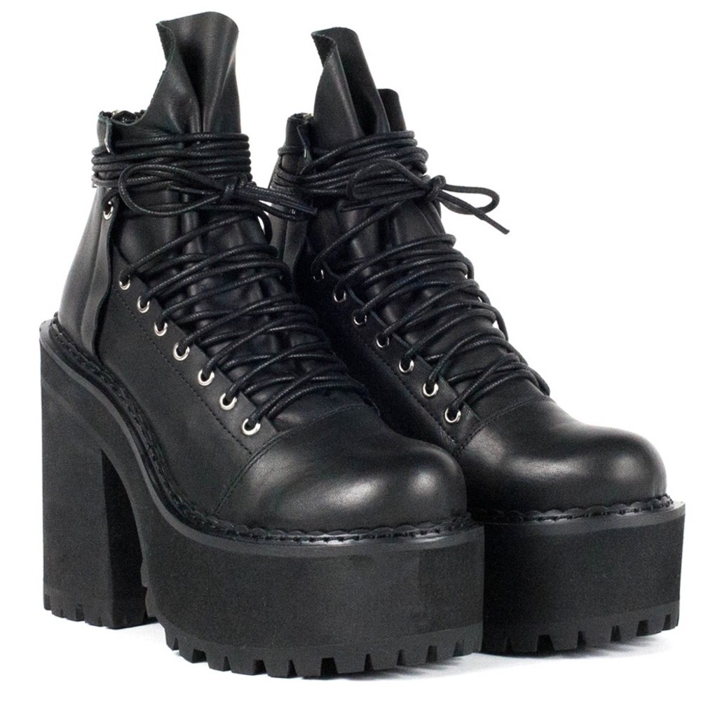 UNIF Thrash Boots Leather Platform Combat Boot