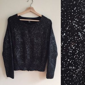 {89th & Madison} Black &a Silver Splatter Cardigan