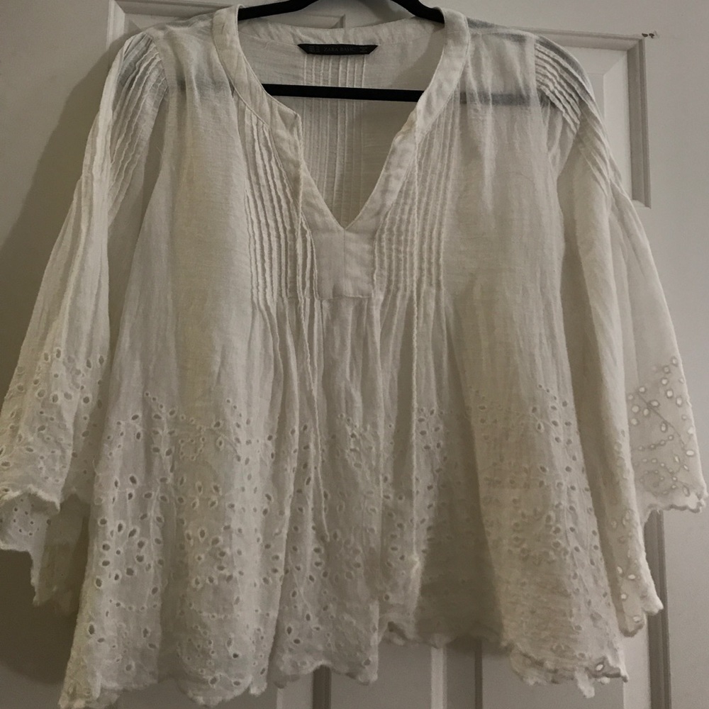 Zara white lace flowy top