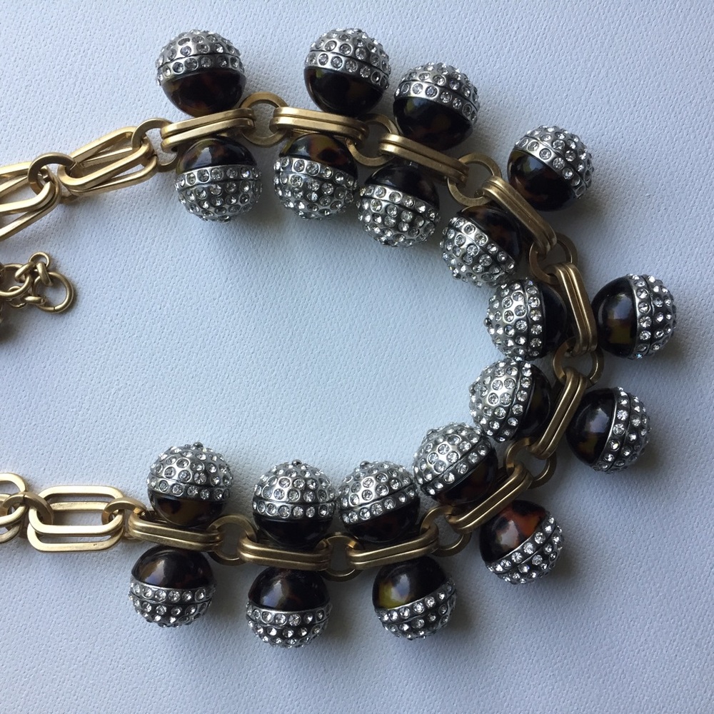 J Crew Tortoise and Jewel Ball Necklace
