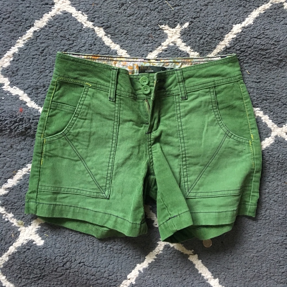 Prana green corduroy shorts