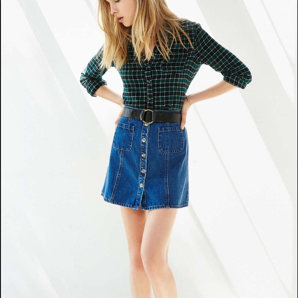 BDG Green Flannel Button Down