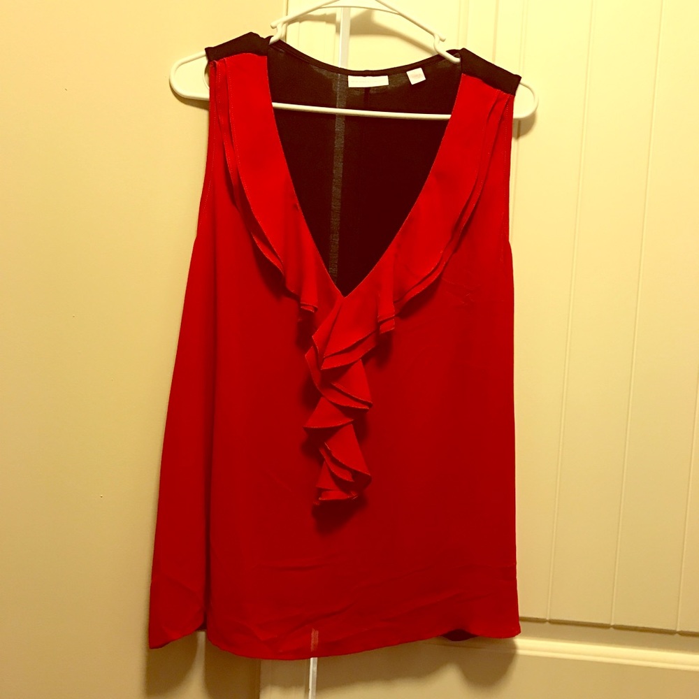 NY&Co red/black sleeveless blouse