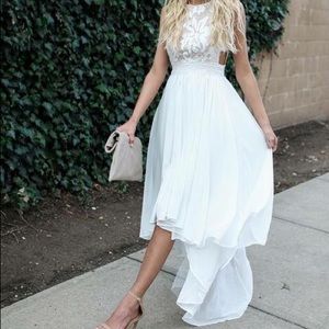 White High-Low Dress with Cutouts