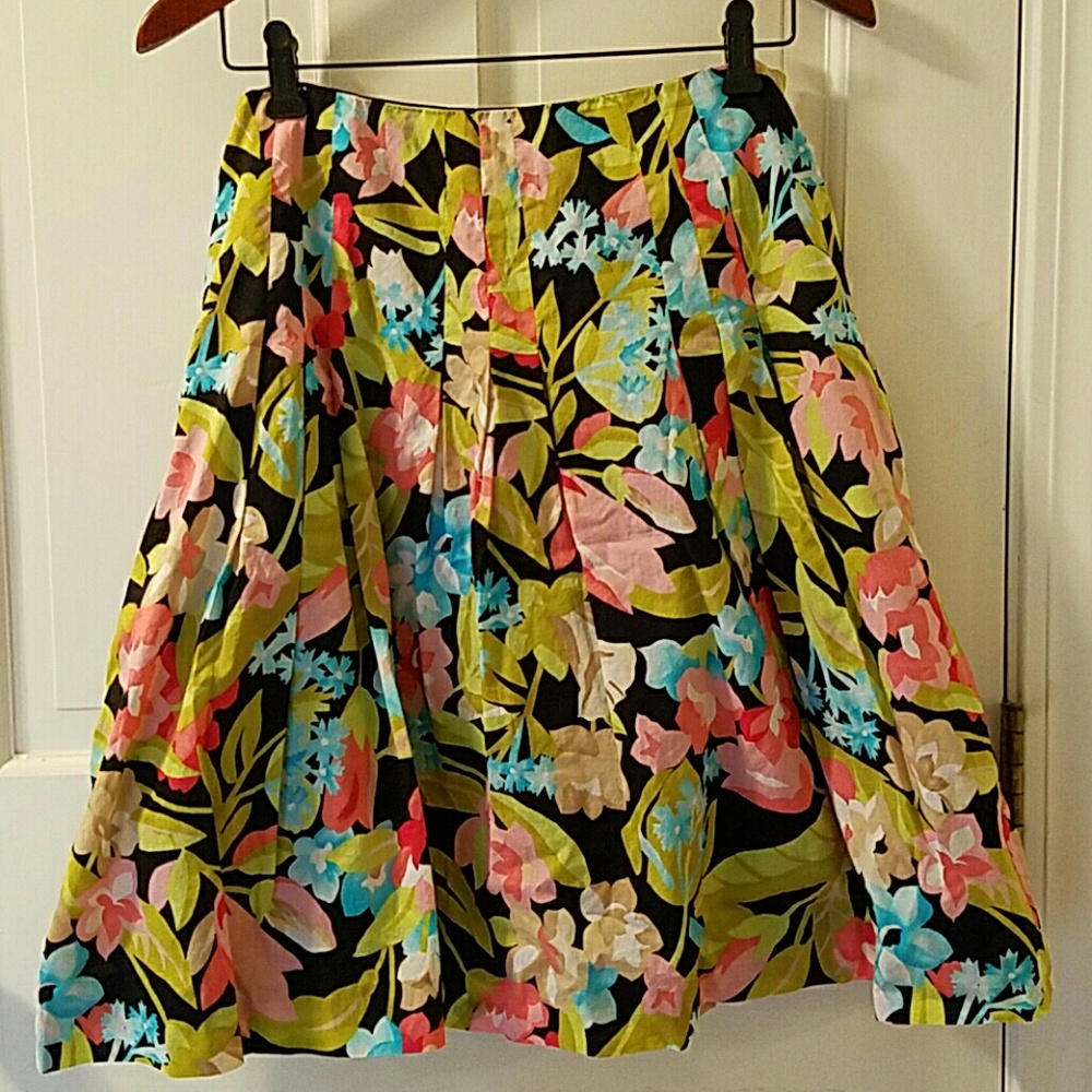 Talbots 14 petite cotton skirt A-line floral
