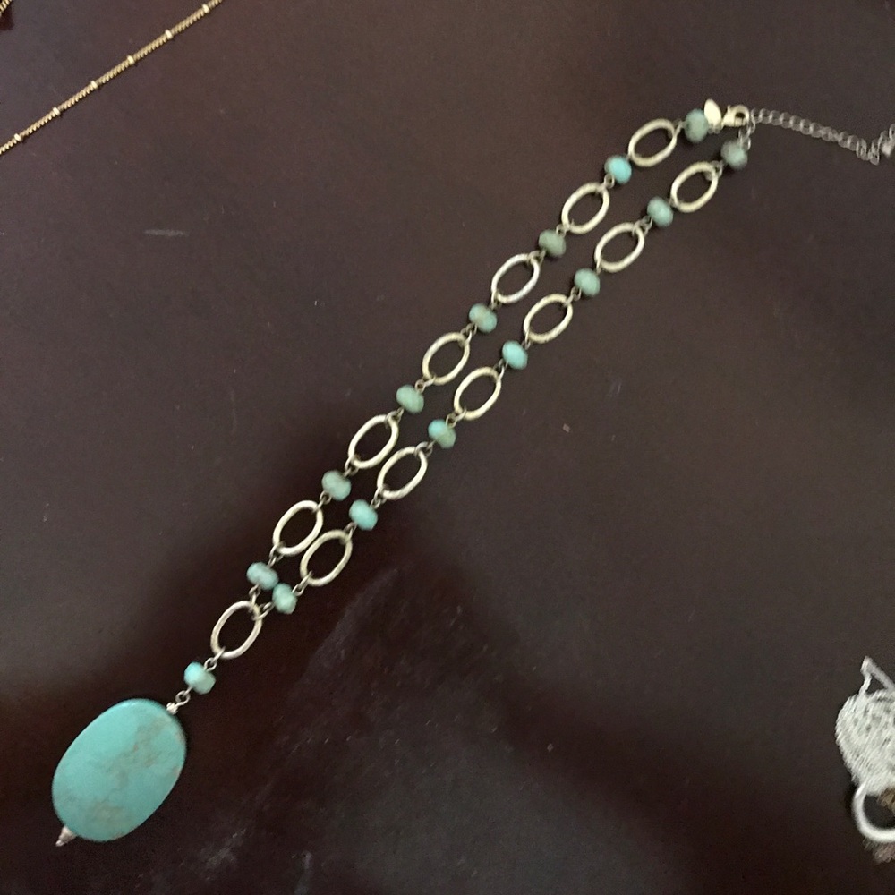 Lia Sophia turquoise and gold pendant necklace