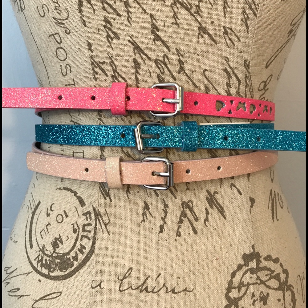 Set of 3 Glitter Kids Fashion Belts