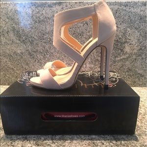 Nude suede dress sandals