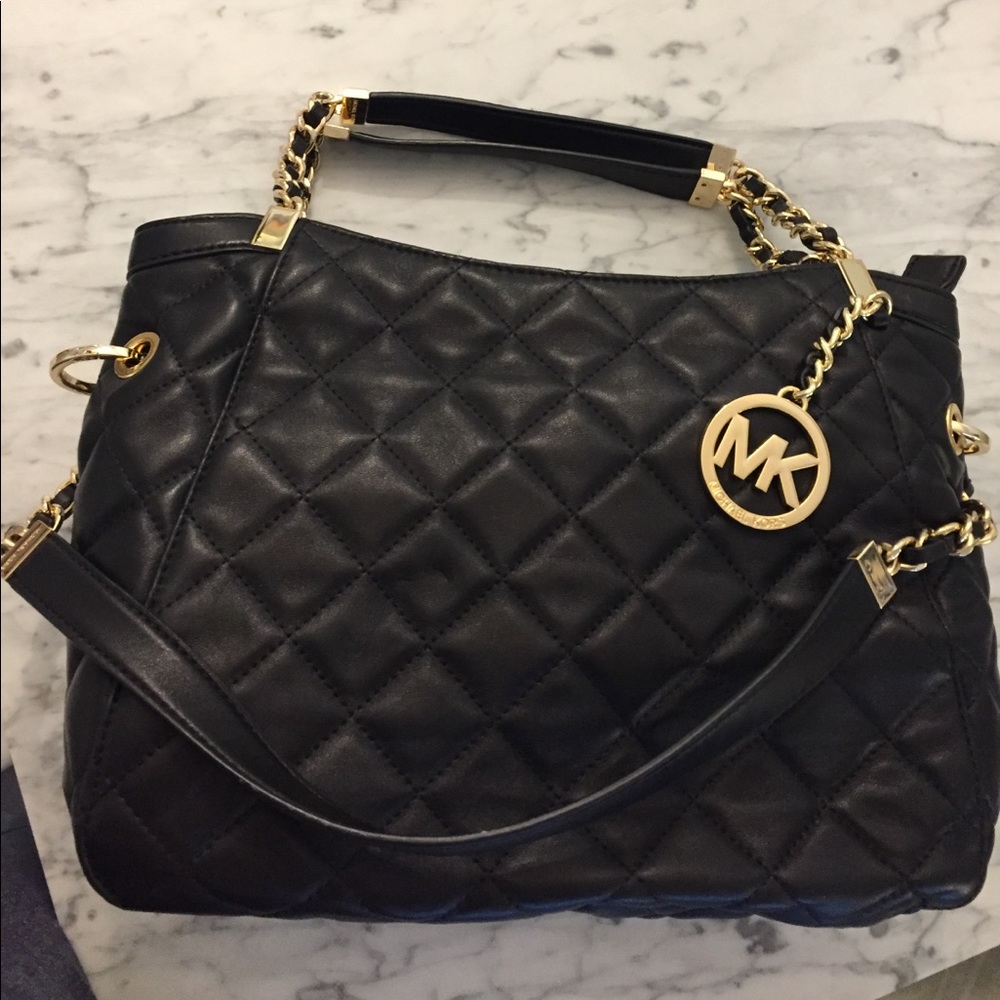 Michael Kors Collection black leather shoulder bag