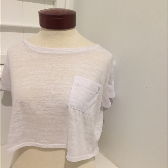 Guess Tops - WOMENS GUESS PEONY CROP TOP White Shirt Size L