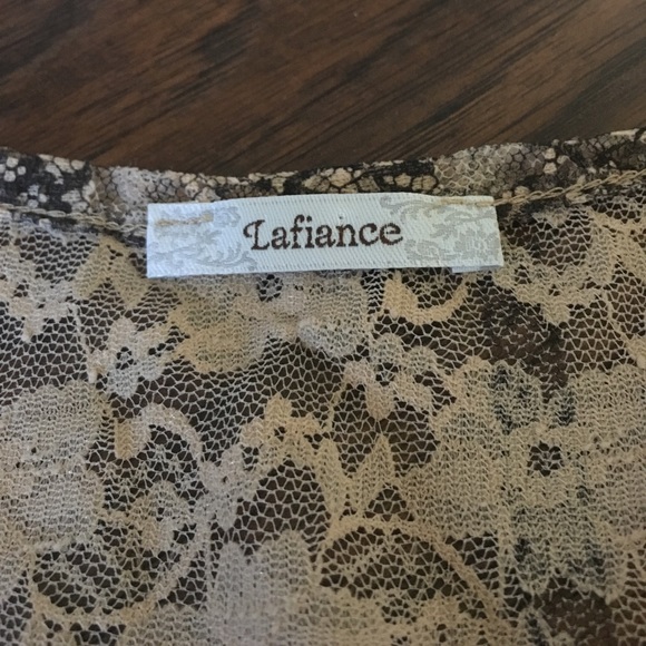 LaFiance peach & black lace top - Picture 3 of 5