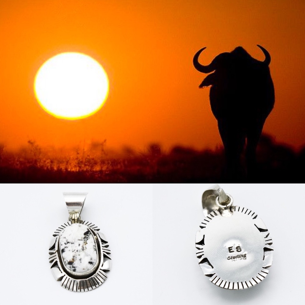 Navajo White Buffalo Pendant SP0032