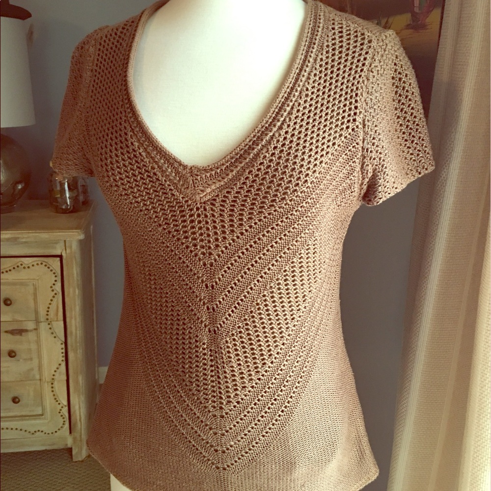 AB Studio Short-sleeve Brown Sweater