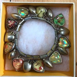 Betsey Johnson Printed Heart Charm Bracelet