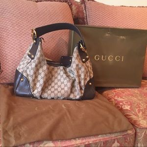 Gucci beige/ebony Signature GG Jockey Hobo Bag❗️😍