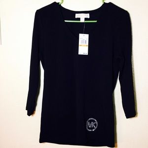 ✨🌟 Michael Kors black v-neck rhinestone top