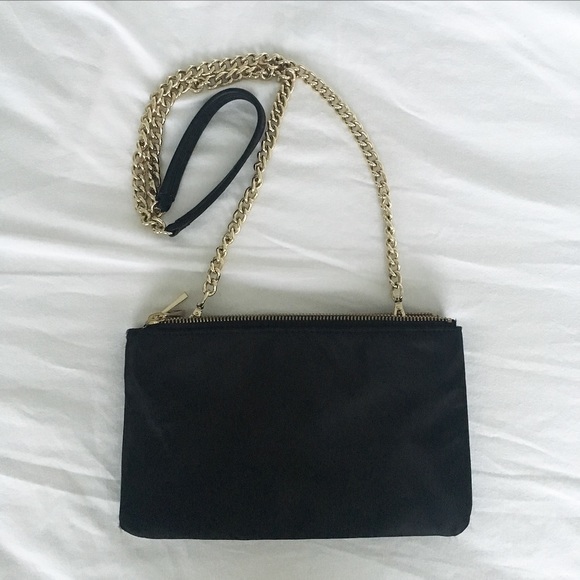 Ann Taylor Crossbody Bag - black w gold chain - Picture 2 of 4