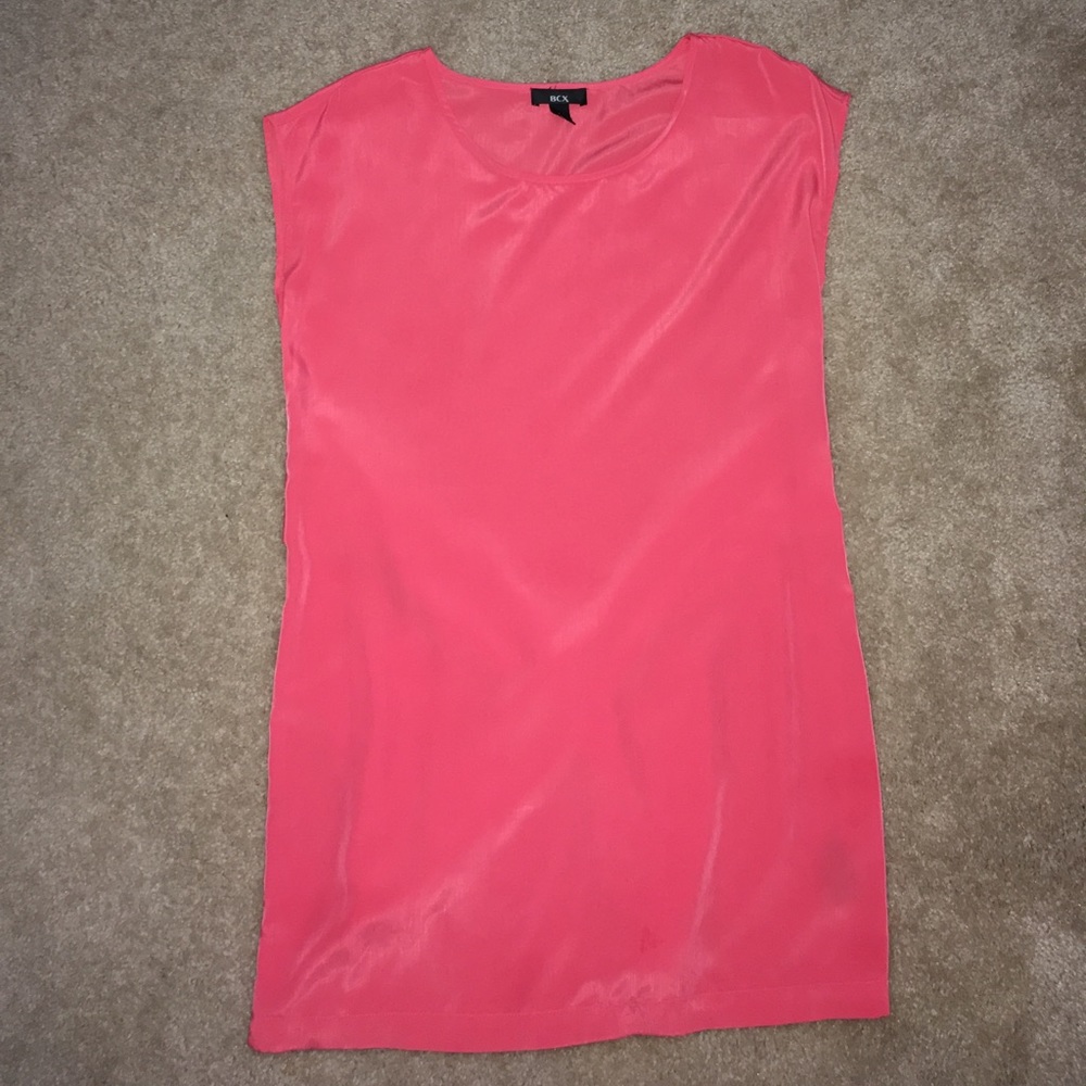 Plain pink, tie back bow dress