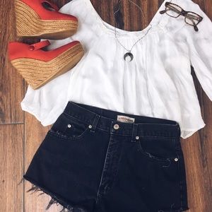 Vintage black distressed denim shorts