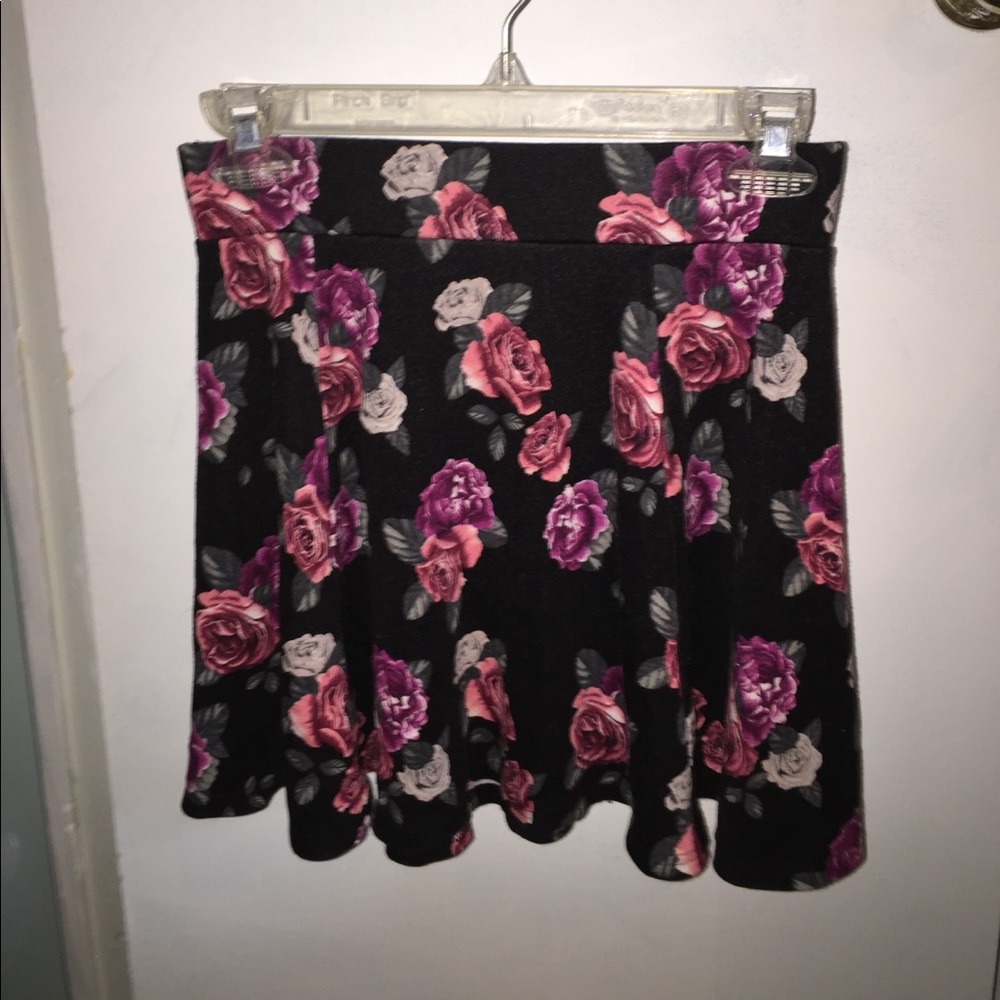 Black floral skirt