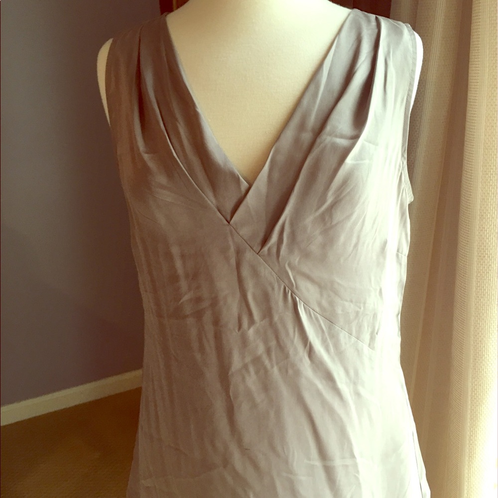 CAbi Silk, Silver Sleeveless Blouse