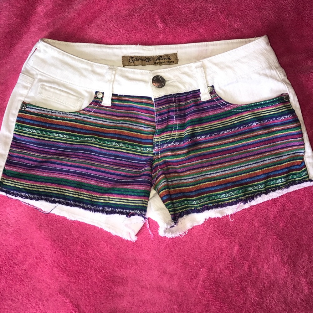 White/multi color shorts