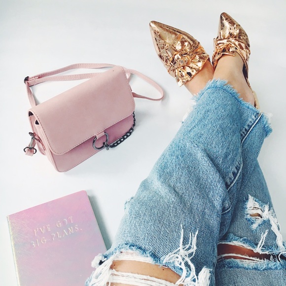 Last✨Aura Rose Gold Metallic Bow Pointy Toe Slide - Picture 2 of 8